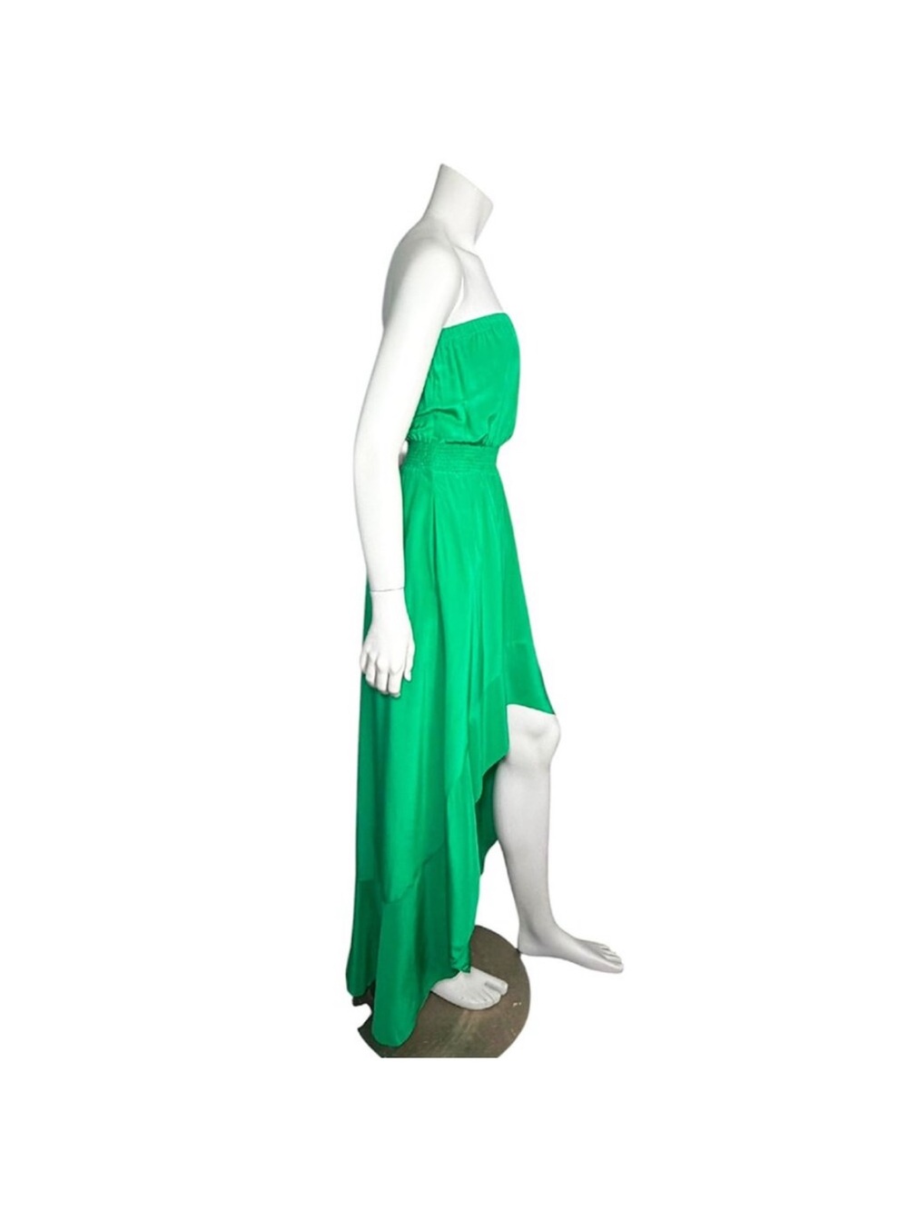 JAYGODFREY SILK Strapless Emerald Green High-Low Maxi Dress Sz 8 - Picture 2 of 6